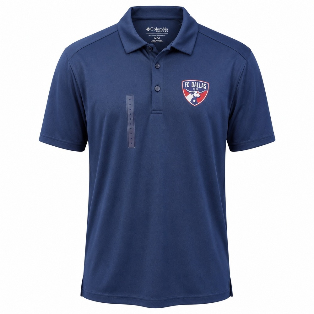 COLUMBIA Golf Polo Shirt Men Small Navy Blue 17F87MP FC Dallas Omni-Wick MLS